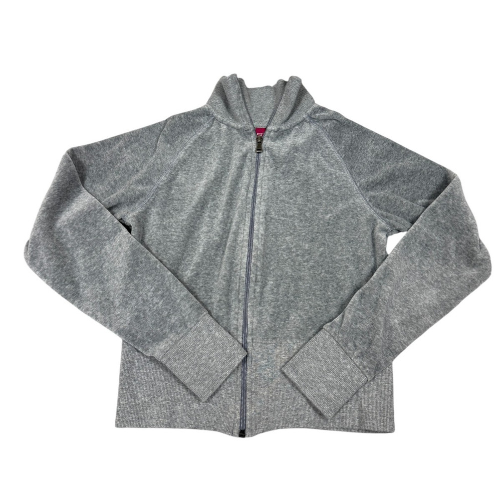 Y2K So Junior Womens Size M Gray Full Zip Velvet Jacket